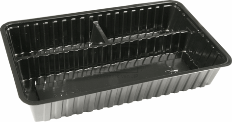 A-Bakje Type A24 3-vaks 205x122x36 PS Zwart Inhoud 400CC. Sausinhoud 70CC/70CC. Doosinhoud 500 St.