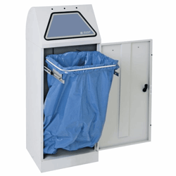 Systeemafvalbak voor kringloopmateriaal MODUL VARIO inhoud 120 l met afvalzakhouder, grijs aluminium / structuur
