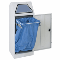Systeemafvalbak voor kringloopmateriaal MODUL VARIO inhoud 120 l met afvalzakhouder, grijs aluminium / structuur