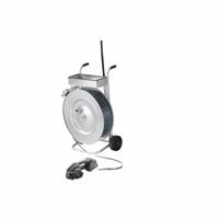 PET-set voor zware lasten bestaande uit bandhaspel, omsnoeringsapparaat met accu, PET-band voor bandbreedte 19 mm