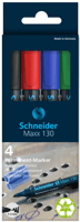 Permanent marker Schneider Maxx 130 rond 1-3mm assorti 4 stuks