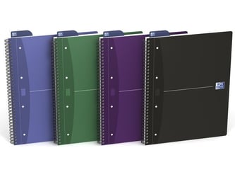 Oxford Office Essential Spiraalblok 4-gaats, Geruit 5 mm, A4, Assorti (pak 5 x 90 vel) artikel afbeelding