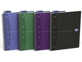 Oxford Office Essential Spiraalblok 4-gaats, Geruit 5 mm, A4, Assorti (pak 5 x 90 vel)