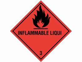 Gevarenetiket A20, 100X100mm rood opdruk zwart. Klasse 3 Inflammable Liquid