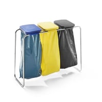 Afvalzakstandaard voor inhoud tot 3x120 l, met standaard deksel blauw, geel, zwart