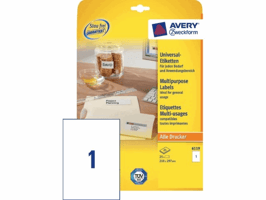 Etiket Avery Zweckform 6119 210x297mm A4 wit 25stuks