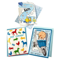 Wenskaart Paperclip navulset geboorte zoon set à 6 kaarten