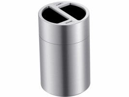 Recycling afvalbak grote capaciteit 2x60 ltr, kleur aluminium, model VB 667765 artikel afbeelding