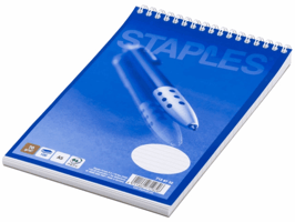 Staples Schrijfblok met spiraal A5+, gelijnd (pak 5 x 100 vel)