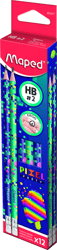 Potlood Maped Pixel Party met gum set à 12 stuks