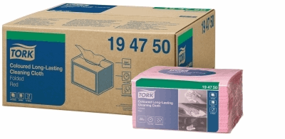 Tork Long Lasting Gevouwen Reinigingsdoek Rood W8 nr.194750 (ds/8x40 vellen) artikel afbeelding