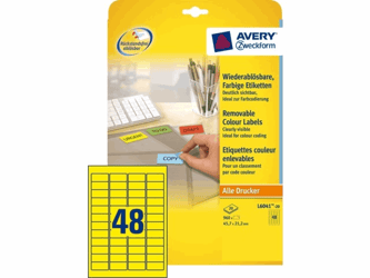 ETIKET AVERY ZWECK L6041-20 45.7X21.2MM 960ST GEEL artikel afbeelding