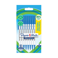 Balpen Paper Mate Kilometrico Recycled blauw medium blister à 8 stuks