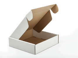 Postpack Fefco 0427 300x300x80mm, kleur wit/bruin, dikte B-Golf 3mm.