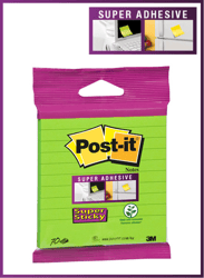 Memoblok 3M Post-it XL-LL Super Sticky 101mmx101mm groen met lijn