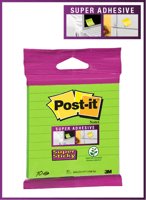 Memoblok 3M Post-it XL-LL Super Sticky 101mmx101mm groen met lijn