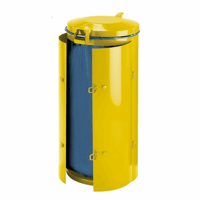 Plaatstalen afvalbak voor inhoud 120 l (Dekselkleur: geel; Framekleur: geel)