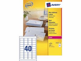 Etiket Avery L7654-100 45.7x25.4mm wit 4000 etiketten