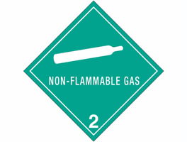 Gevarenetiket A86, 100X100mm wit opdruk groen. Klasse 2 Non-Flammable Gas