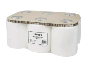 Euro Matic handdoekrol, 150 meter x 21 cm, 2-laags verlijmd, 100% cellulose, 6 rollen per foliepak, voorzien van ECO-keurmerk