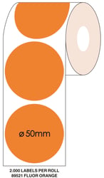 Etiket SPLS 50mm rond oranje/rl2000