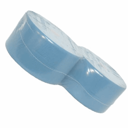 Industrie papierrollen - uierpapier. Blauw. Recycled. VERLIJMD 21,8cm x 380mtr. 3-Laags, 1000 Vel, Afmeting per vel is 35x21,8cm, verpakt in een krimp met 2 rol, Art.nr 109621 artikel afbeelding