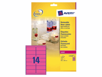 ETIKET AVERY L7363P-25 99.1X38.1MM NEON ROZE 340ST artikel afbeelding