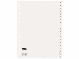 Staples Tabbladen grijs kunststof 11 rings, A4, bedrukte tabs, A-Z