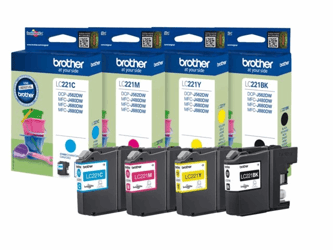 INKCARTRIDGE BROTHER LC-221 ZWART + 3 KLEUREN artikel afbeelding