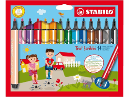Viltstift STABILO Trio Scribbi 368/14 assorti etui à 14 stuks