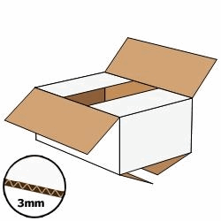 Kartonnen doos 350x250x150 mm, wit, enkelgolf 3 mm, Fefco 0201, A4+ [Pallet] artikel afbeelding