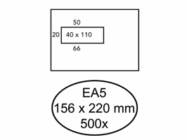 Envelop Hermes EA5 156x220mm venster 4X11links 500 stuks