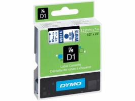 Dymo D1 labeltape 12 mm Blauw op wit 45014