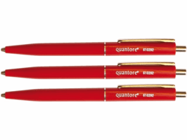 Balpen Quantore drukknop met metalen clip rood medium