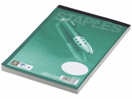 Staples Recycled schrijfblok A5, gelijnd (pak 5 x 100 vel)