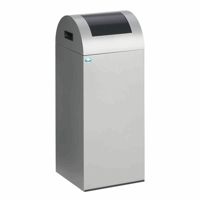 Zelfdovende afvalbak voor kringloopmateriaal inhoud 60 l, b x h x d = 320x800x320 mm zilver, klep antraciet