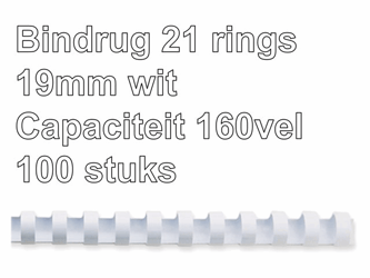 BINDRUG FELLOWES 19MM 21RINGS A4 WIT artikel afbeelding