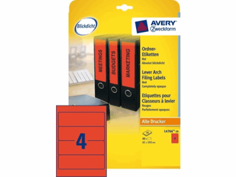 RUGETIKET AVERY ZWECK L4766-20 192X61MM 80ST ROOD artikel afbeelding