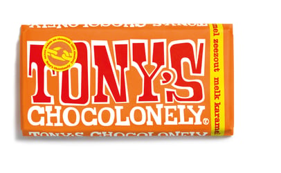 Chocolade reep Tony's 180gr karamel zeez