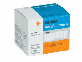 Etiket HERMA adres 4340 70x38mm op rol wit 250 stuks