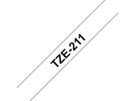 Brother TZe211 Labeltape, 6 mm x 8 m, Zwart op Wit