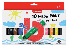 Viltstift Bruynzeel Kids mega point blister à 10 stuks assorti