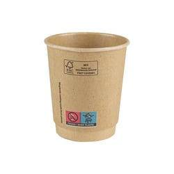 FSC® kraft/PLA dubbelwandig beker 8oz/240ml/80mm Ø
