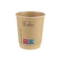 FSC® kraft/PLA dubbelwandig beker 8oz/240ml/80mm Ø