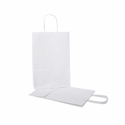 Papieren draagtas met gedraaide handgreep 32+12x41cm, 100 grams, kleur wit artikel afbeelding