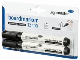 Viltstift Legamaster TZ 100 whiteboard rond 1.5-3mm zwart blister à 2 stuks