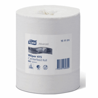 Papierrol VE = 6 stuks tissue zuiver wit, hoge kwaliteit, 1-laags, ongeperforeerd