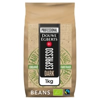 Koffie Douwe Egberts espresso bonen dark roast Organic en Fairtrade 1000gr