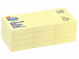 Staples Notitieblok - Geel 38 x 51mm (doos 12 x 100 vel)
