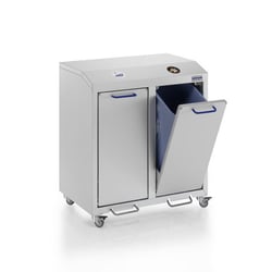 Aluminium afvalbak voor kringloopmateriaal G®-COLLECT inhoud 2x45 l zilverkleurig